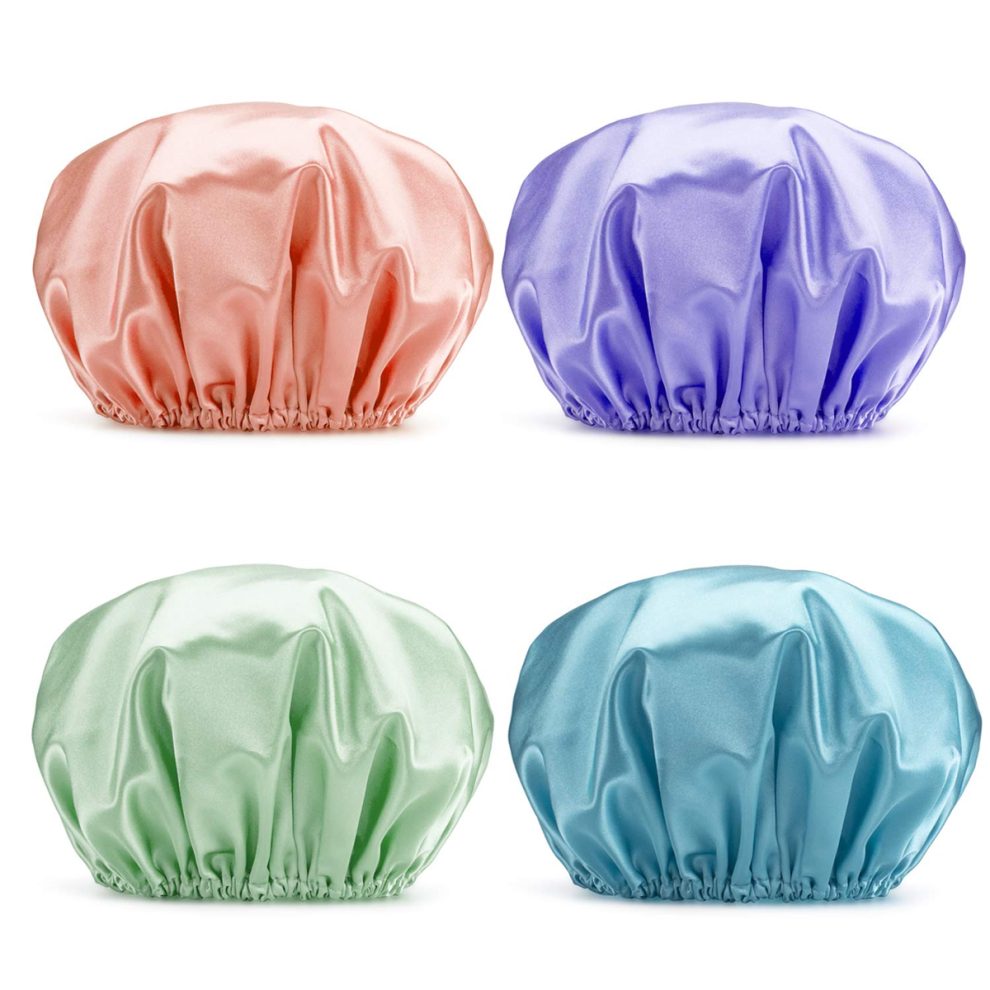 Reusable Shower Caps for Women, Adjustable Sleep Bonnet with Double Layers Waterproof, Multi-functional Usage for Facial Care, Baths, Cooking, Home Cl