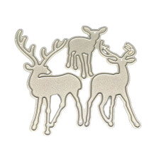 Three Christmas Deer Metal Cutting Dies Stencil DIY Scrapbooking