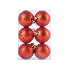 6 stks/doos 6 cm Kerst Sportbal Ornamenten-basketbal