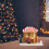 Maison éclairée par LED de Noël en résine, wagon à pop-corn, 6