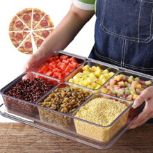Pizza Topping Station, Stainless Steel Topping Container, Acrylic 8Grids, Buffet Server, Countertop Food Display