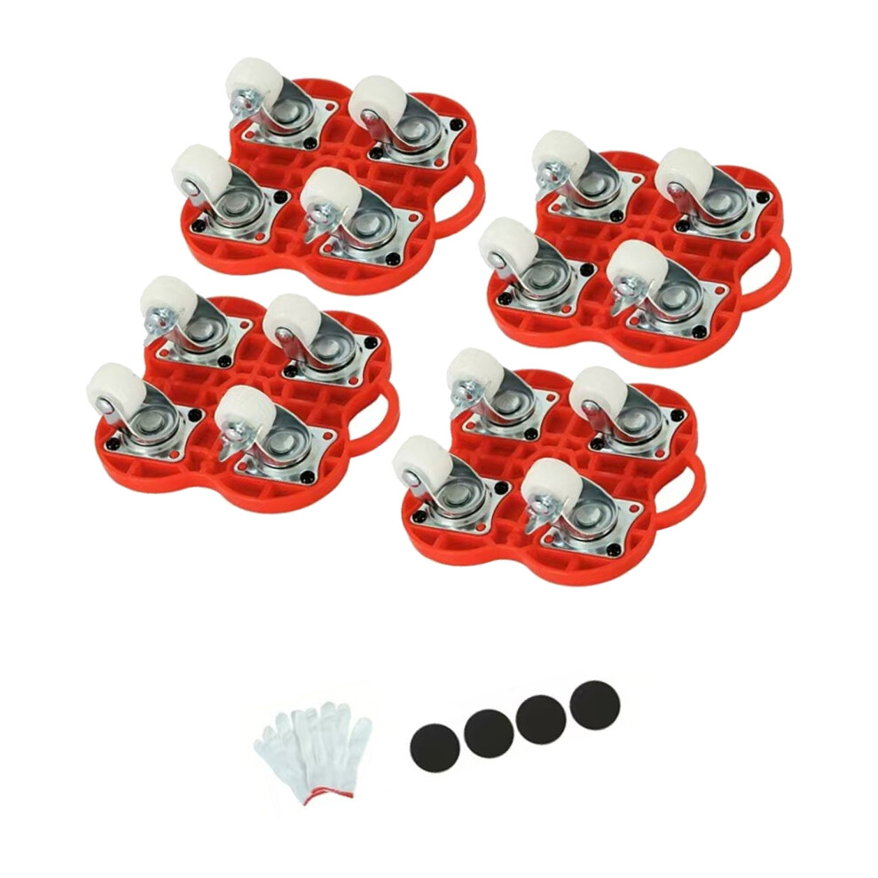 Furniture Moving Transport Roller Set Removal-4Pcs Red/White 7754000668472