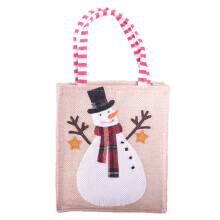 Sac en toile de noël, fourre-tout pour cadeaux-bonhomme de neige