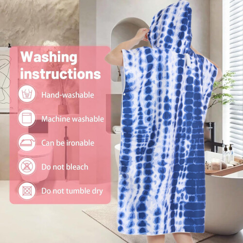 Πετσέτα Surf Poncho με κουκούλα, απορροφητική πετσέτα αλλαγής διπλής όψης από fleece, 1