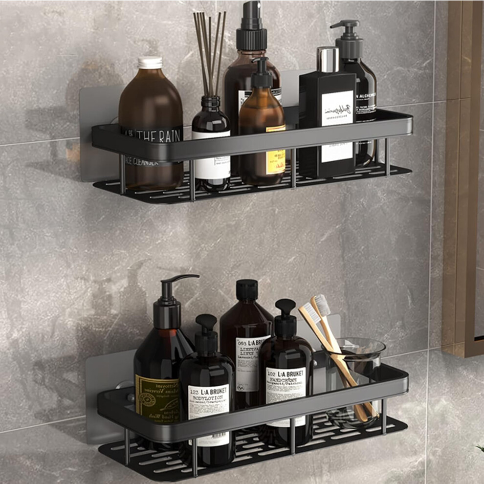 Adhesive Floating Shelf, Strong Load-Bearing Rustproof Space Aluminum With Moisture-Proof Heavy Duty Wall Mount For Bathroom, Kitchen, Toilet, Living 9061222223364