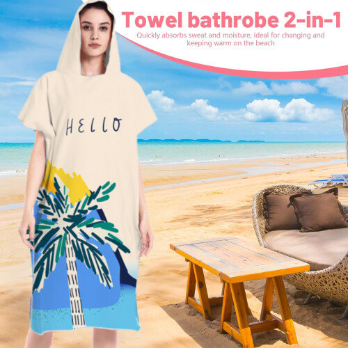 Πετσέτα Surf Poncho με κουκούλα, απορροφητική πετσέτα αλλαγής διπλής όψης από fleece, 2