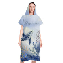 Toalha de banho unissex, poncho de surf de dupla face em fleece de secagem rápida com capuz, capuz grande com fecho de pressão para privacidade na