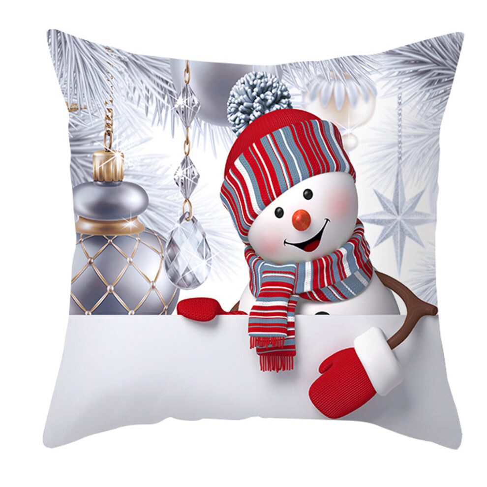 Simple 45X45cm Smile Snowman Pillow Cover Christmas Backrest-19 Peach