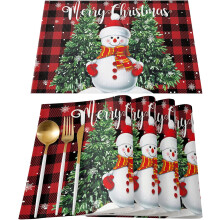 Warmte-isolerende placemats voor winterse diners, vrolijke kerstdecoratie, gemaakt van een duurzame, wasbare katoen-linnenmix, antislipoppervlak voor