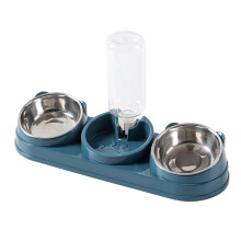 Small Animal Bowl Set  Elevated Feeder For Cats, Rabbits, Kittens; Angled Water Dispenser, Metal Bowls, Stable Stand