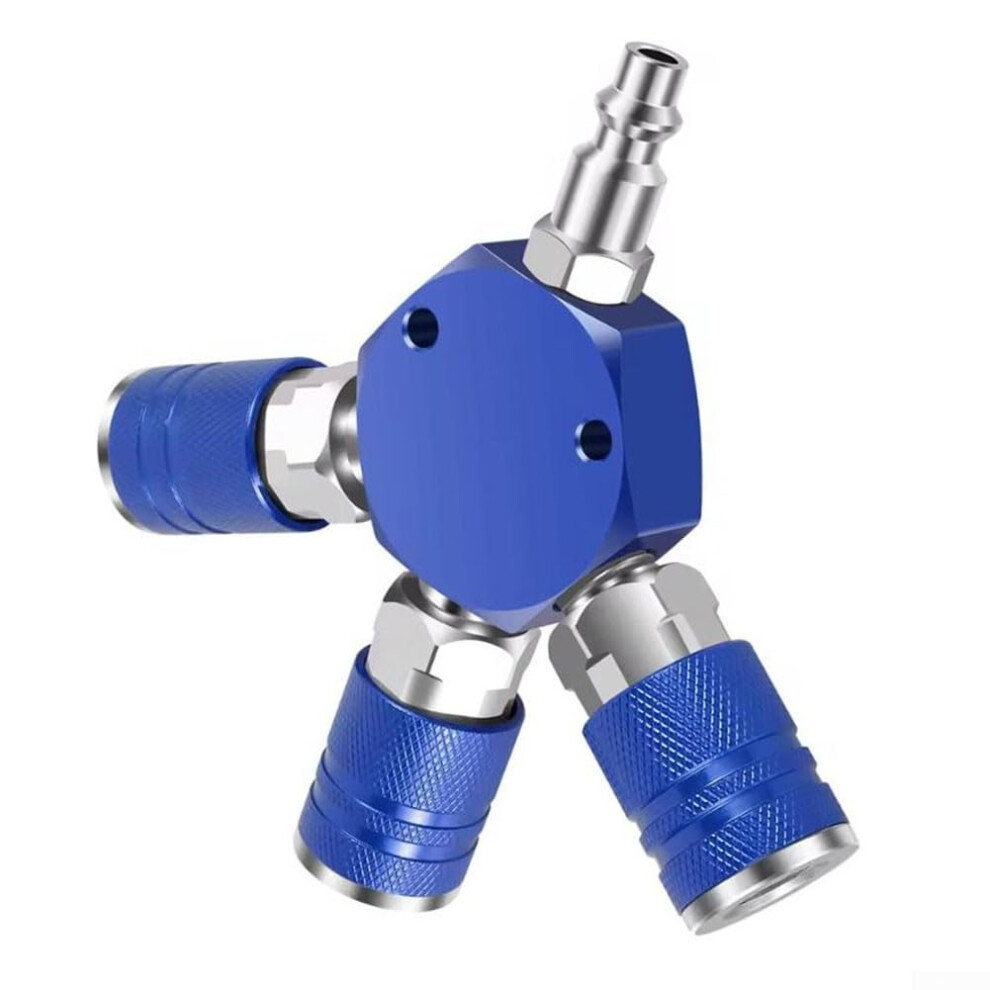 Hose Systems 1/4 Inch Npt 3Way Air Manifold Splitter With Hex Body Brass Qc Couplers Mdim Type Connectors Air Compressor 9105992555079