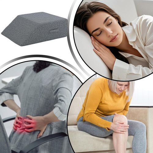 Knee Pillow for Back Sleeping, Bed Wedge Pillow for Sleeping, Soft Breathable Foot Support, Dark Gray 2