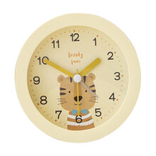 Quiet Operate Kids Room Alarm Clock Warm-yellow tiger