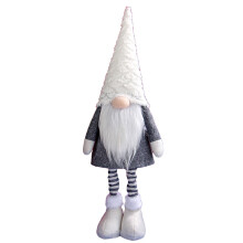 Gnome de noël, décoration de vacances, cheveux en spirale-Blanc