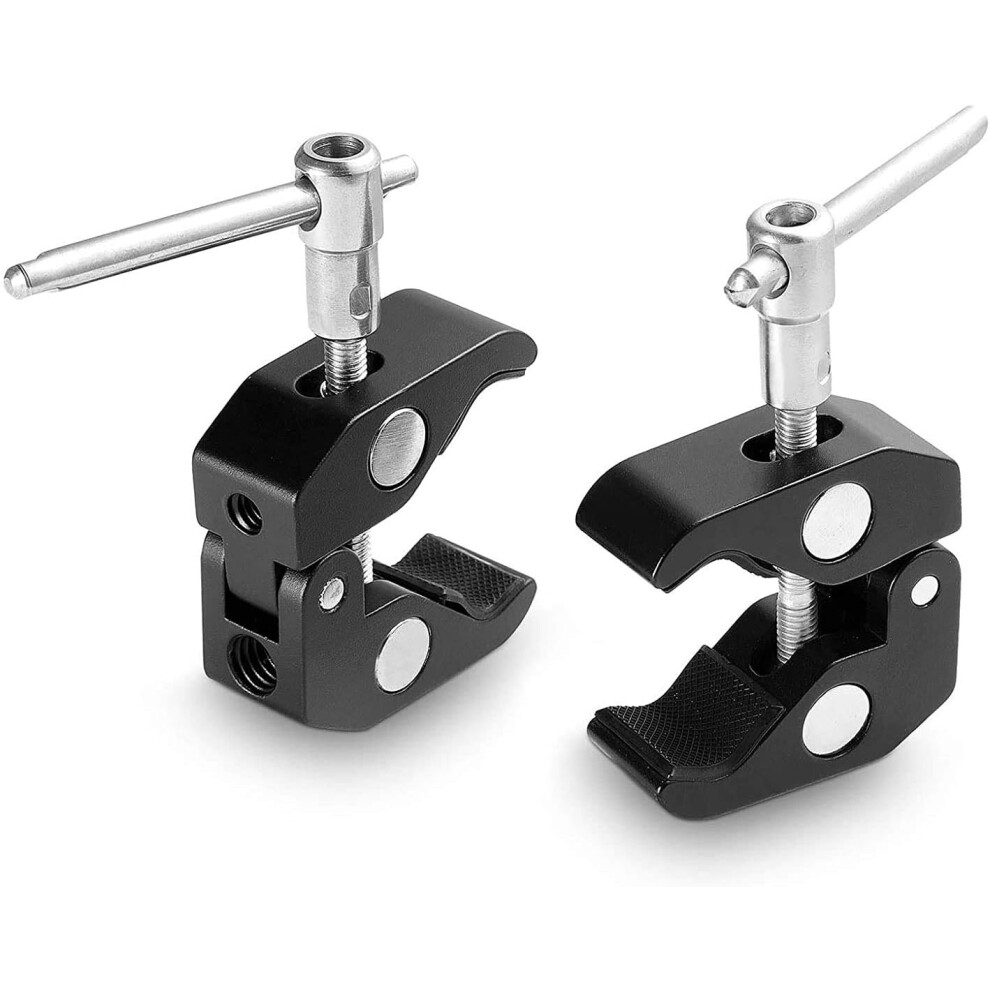Super Clamp With Non-Slip Rubber Pad For Multiple Functions, Robust And Durable Anodized Aluminum Alloy Ideal For Dslr Rig Cameras Poles Lights Black 9061222238832
