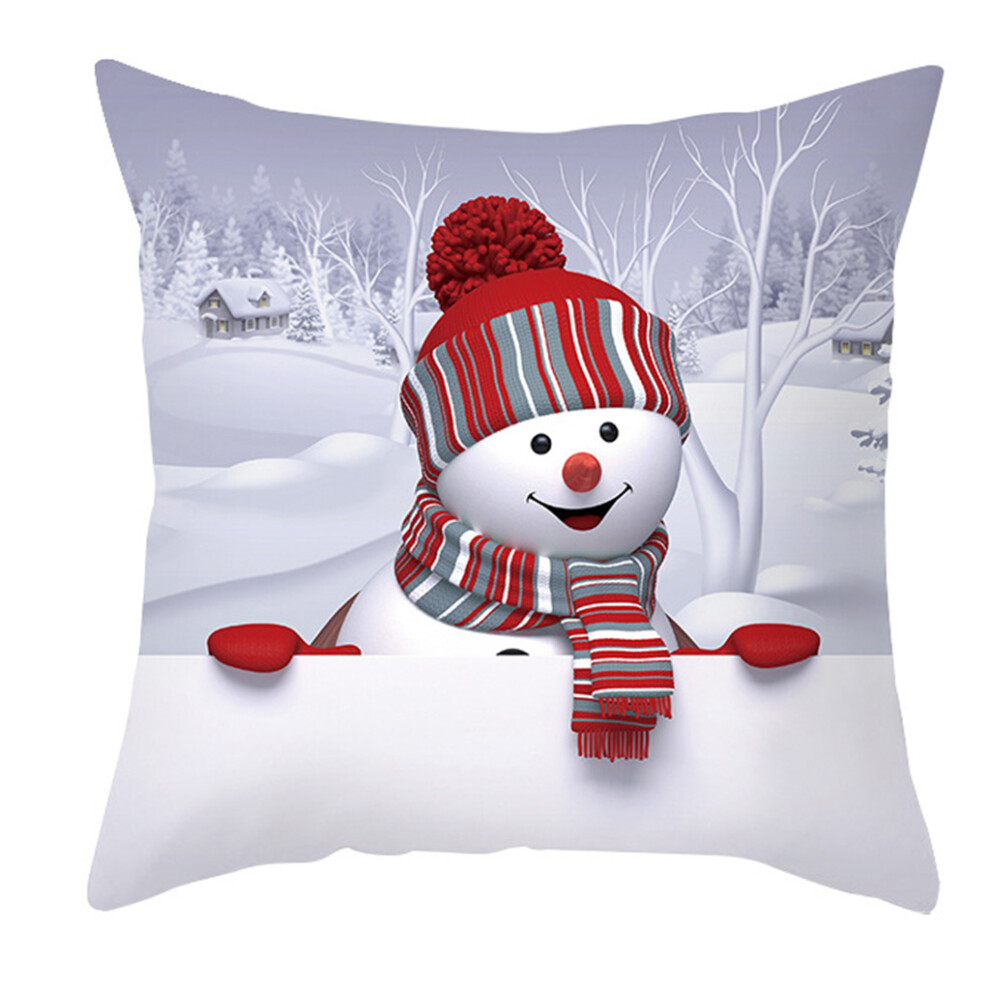 Stylish 45X45cm Smile Snowman Pillow Cover Christmas-21 Peach