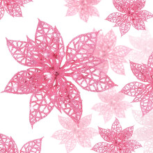 Feestelijke winterdecoraties, gemakkelijk op te hangen glitterpoinsettia's die uw ruimte opfleuren, kunstmatige kerstbloemen voor een onvergetelijke