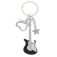 Metalen gitaar sleutelhanger Y2K hart ster sleutelhanger-Zwart