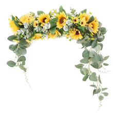 Wedding Arch Flowers Floral Decorations For Ceremony Elegant Artificial Wedding Decor Golden Sunflower Lavender Arrangement Rattan Backed Decor Suitab
