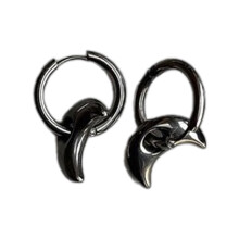 Boucles d'oreilles créoles élégantes en acier inoxydable,-lune