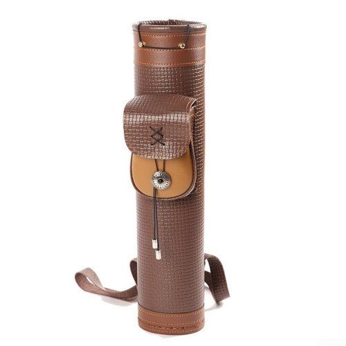 Cowhide Quiver Leather Arrow Holder Medium Size Adjustable Strap For Archery