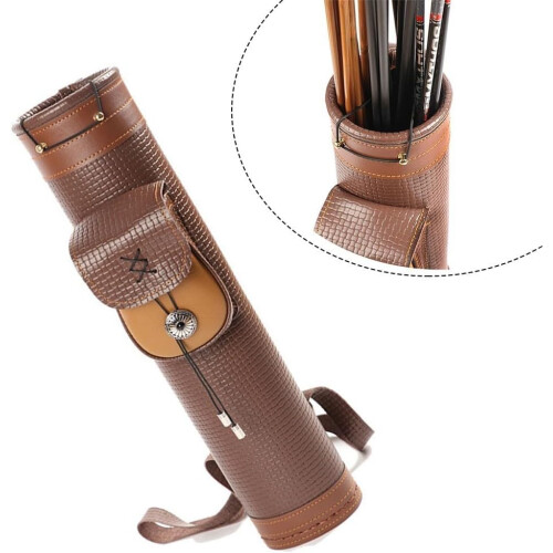 Cowhide Quiver Leather Arrow Holder Medium Size Adjustable Strap For Archery 2