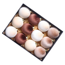 Set of 12 Shatterproof Christmas Tree Baubles-champagne brown
