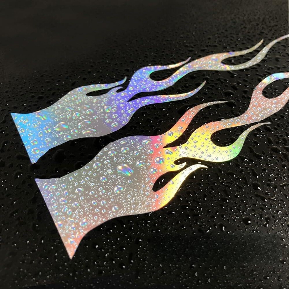 Flame Reflective Sticker 4Pack, 5.9 Inch, Vinyl, Waterproof, For Car, Motorcycle, Laptop, Skateboard, Multicolor 9105992556519