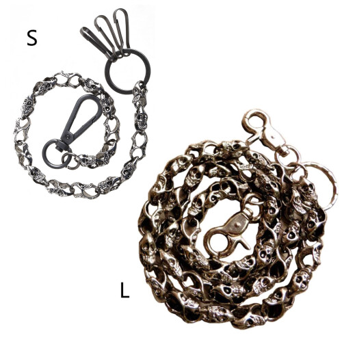 Casual Skull Pant Chain Double Hook Heavy Strong Biker-L long 1