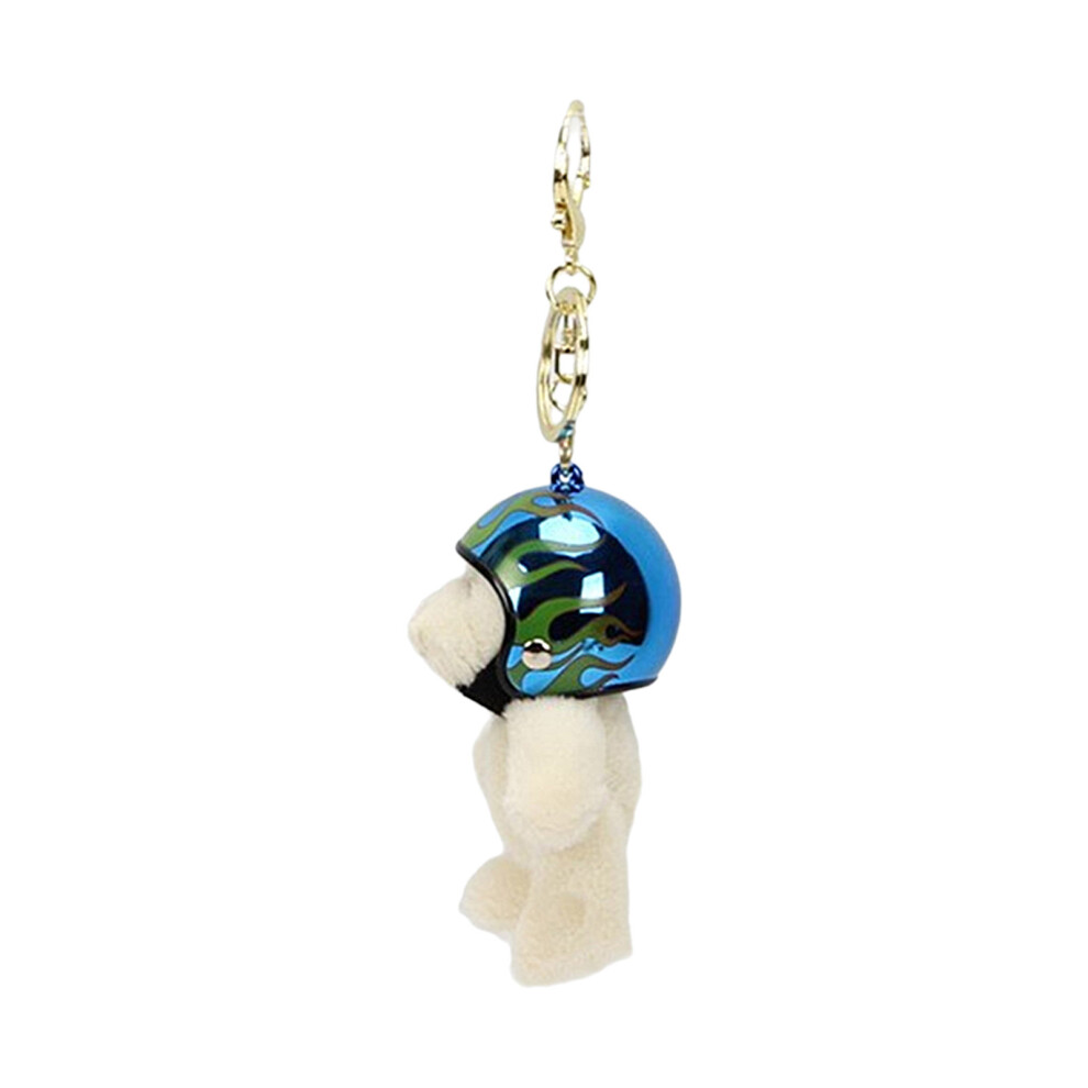 Cool Biker Bear Keychain Animal Keychain Soft Plush Car- Blue 7704000294553