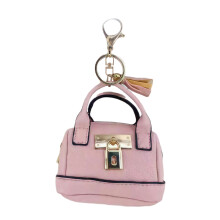 Mehrzweck-Kleingeldbörse mit Schlüsselanhänger aus PU-Leder-Rosa