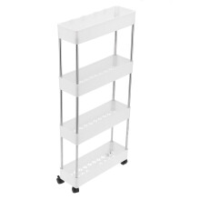 Carrello multiuso in acciaio inossidabile e plastica, organizer con ruote, carrello portaoggetti con raccordi per rubinetti senza piombo in ottone,