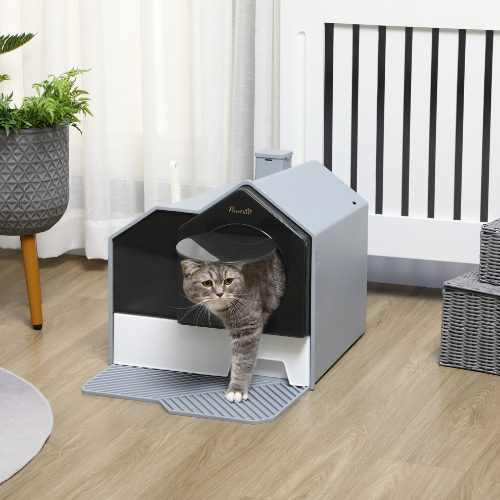 Pawhut Hooded Cat Litter Tray W/ Scoop, Drawer Pan, Handle, Deodorants