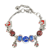 Charm Bracelet for Women, Stretch Bracelet with Festive Pendant Designs, Holiday Jewelry Gift for Christmas Party Occasions, Adjustable Silver Stainle
