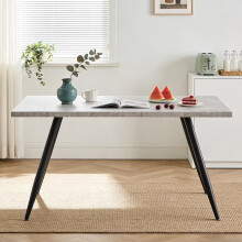 Grey 150CM Dining Table Marble Effect Home Kitchen