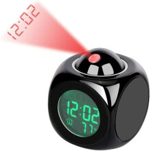 Digital Projection Clock with Time Projection, Alarm Clock for Heavy Sleepers and Children, Energy Saving LED Display with F C Switch, Temperature Dis