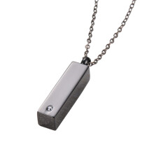 Simple Diamond Ashes Locket Glistening Crystal Pendants-Black