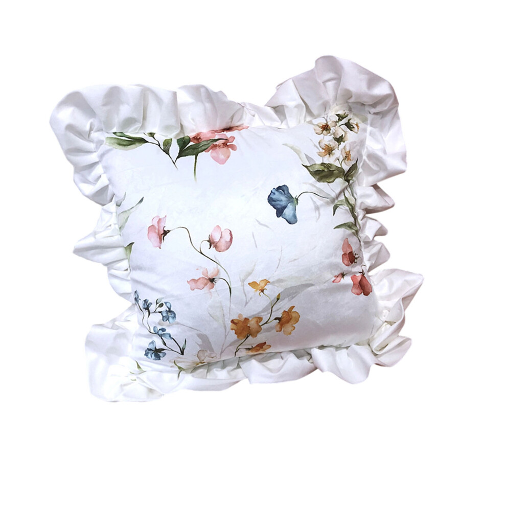 Dutch Velvets Pillowcase Ruffled Trim Nordic Artistic Flower-3