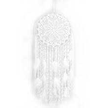 Arte de parede suspensa, estilo boho com pena branca, decorações artesanais para decoração de casamento vintage.