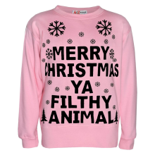 Merry Christmas Unisex Ya Filthy Jumper Sweatshirt Ya Filthy Animal For AdultsBaby PinkM