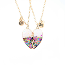 1 Pair Children's Necklace Absorber Alloy Drip Oil Good Friend Love Necklace Set