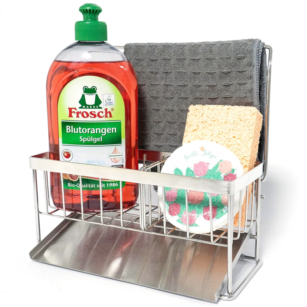 Compact Kitchen Companion, Sturdy Structure Sink Organizer, Self-Draining Sponge Holder For Rustproof And Hygienic Storage 9061222215413