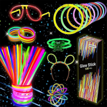 2023 - Glow Luminous Fluorescent Bracelets, 100 Fluorescent Light Sticks With 122 Connectors
