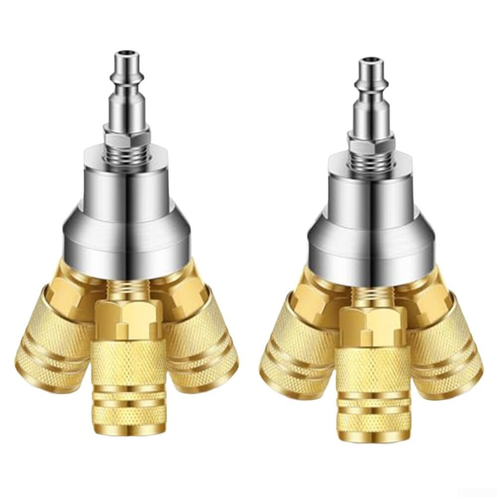 Three Way Air Manifolds Set Of 2 With Steel Couplers Copper Plated Iron Air Compressor Hose Splitter Fits Air Compressor 9323874263526