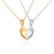 Gold Silver Black Heart Pendant Couple Magnetic Chain Heart Pendant Necklace BFFI