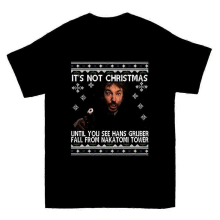 Die Hard Hans Gruber Nakatomi Tower Christmas Knit Pattern T-shirtblackS