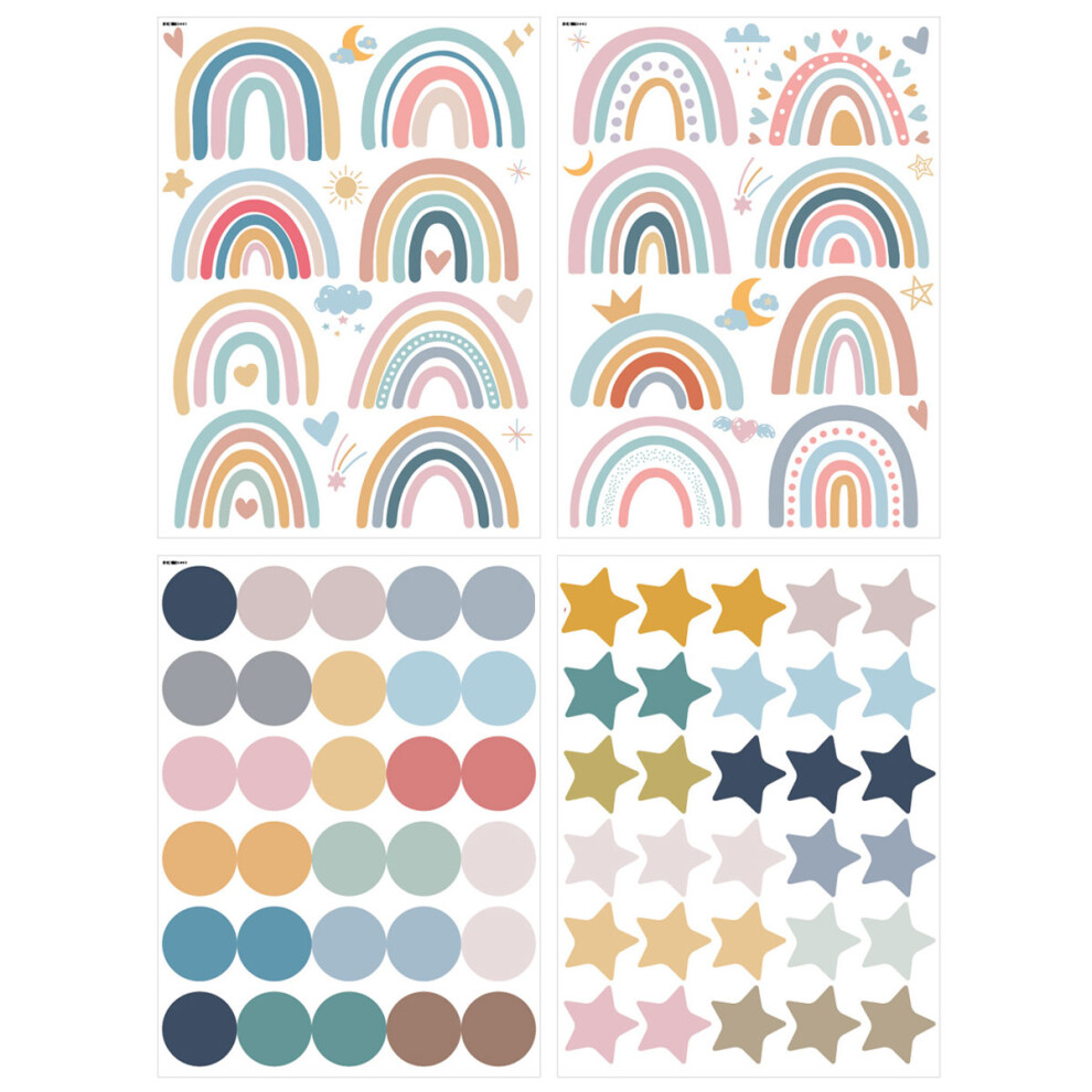 Boho Rainbow Wall Decal Watercolor Rainbow Wall Decals, Adorable And Safe For Girls Bedroom Playroom Home Wall Decoration, 4 Sheets