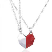 Gold Silver Black Heart Pendant Couple Magnetic Chain Heart Pendant Necklace BFFG