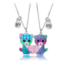 2pcs Matching Necklace For Best Friends Personalized Magnet Heart Pendant -T2