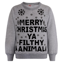 Merry Christmas Unisex Ya Filthy Jumper Sweatshirt Ya Filthy Animal For AdultsGreyS